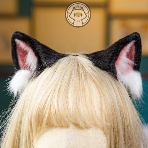 Christmas Halloween Cosplay Accessory Handmade Red Fox Ear Wolves And Black Cats Fox Ear Hair Hoop Headwear for Girl COS Gift