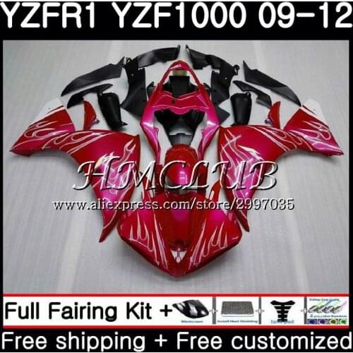 Bodys For YAMAHA YZF-1000 YZF R1 Silver flame 2009 2010 2011 2012 9HC12 YZF-R1 YZF 1000 R 1 YZF1000 YZFR1 09 10 11 12 Fairings