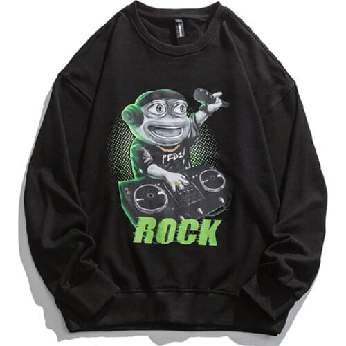 Hip Hop Street Style Harajuku Hip Hop Casual Wear Autumn New Mens Sad Frog Co Branded Sweater Hoodies