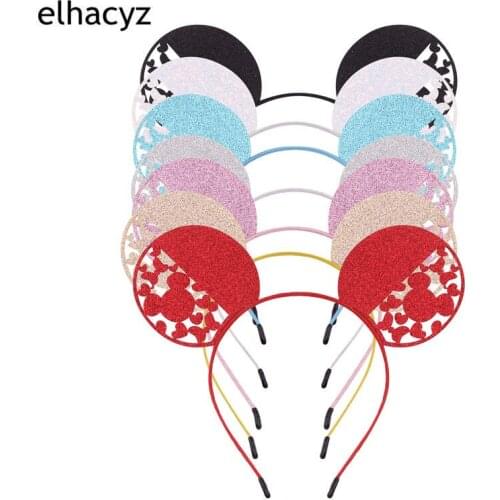 10pcs/lot NEW Cute Glitter Hollow Mouse Ears Hairband Trendy Headband For Kids Girls Chic Women Headwear DIY Hair Accessories