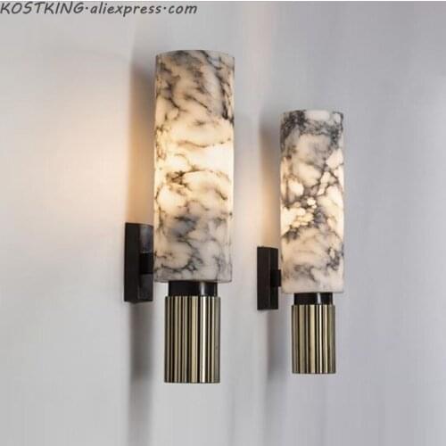 Modern Chinese Art Dolomite Marble Wall Light Nordic Living Room Bedroom Wall Lamp Fixtures Surface Mount Wall Sconce Home Decor