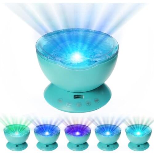 7Colors LED Night Light Starry Sky Remote Control Ocean Wave Projector with Mini Music Novelty baby lamp night lamp for kids
