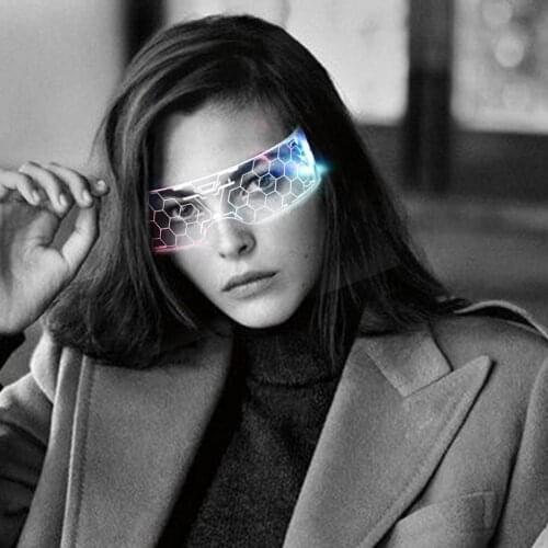 EL Luminous Glasses Led Light Up Visor Eyeglasses LED Visor Glasses Light Up Glasses For Cosplay Halloween Bars Clubs Parties