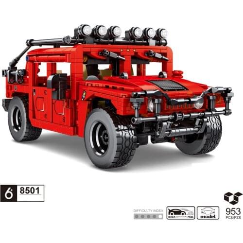Technical building block ORV Hummers H1 model HMMWV vehicle steam assembly bricks PULL back car toys for boys gifts