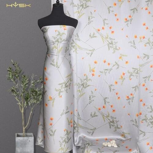 HYSK 100 real silk satin fabric 19mm meadow vintage noble floral digital print DIY sewing textile silk charmeuse for scraf E2243