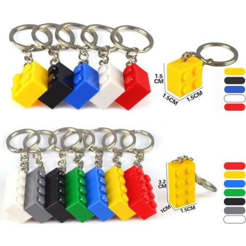 20Pcs/Lot Rotatable Display Box with Keychain Key Ring Compatible Fit for Figure MOC Model Building Blocks Brick Toys