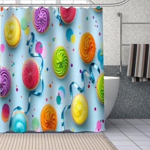 Birthday Shower Curtains Waterproof Fabric Cloth Bathroom Decoration Supply Washable Bath Room Curtain Douche with 12 Hooks