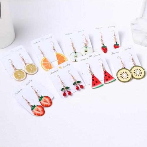 Korean Earrings Cute Fruit Earring for Women Girls Watermelon Lemon Kiwi Personality Brade Party Drop Jewelry Christmas Gifts