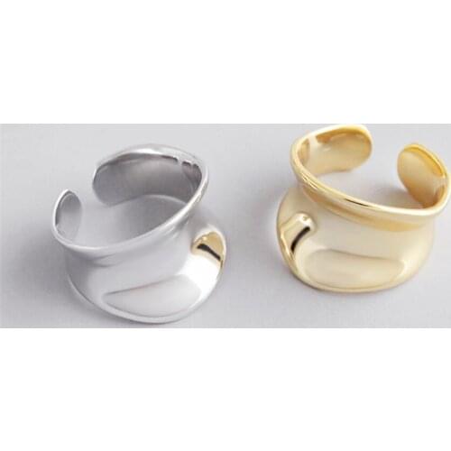 Sole Memory Arc Smooth Retro Geometric 925 Sterling Silver Female Resizable Opening Rings SRI541