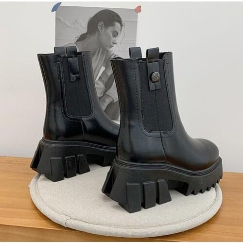 Luxury Brand Design Ladies Chunky High Heels Boots Punk Cool Platform Ankle Ankle Boots Women Party Office Stree Shoes Woman