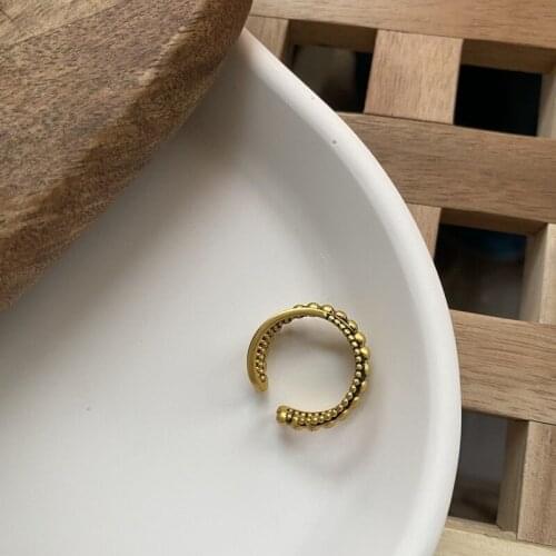 TIMEONLY Statement Cross Beading Hollow Metal Ring for Women Ladies Punk Golden Open Ring 2021 Street Style Jewellery Delicate