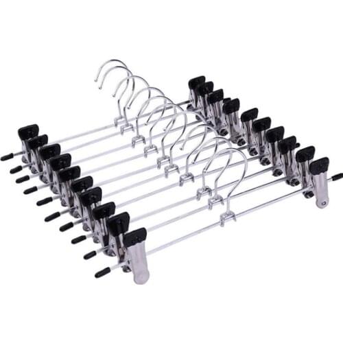 10pcs Stainless Steel Trousers Rack Clip Metal Anti-Slip Clothespin Wardrobe Pants Clamp Clothes Hanger For Balcony Bathroom 40P