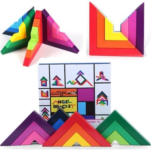 12pcs creative Rainbow Stacking Game Stacker Geometry Blocks Toys right-angle building blocks Montessori Educational Toy