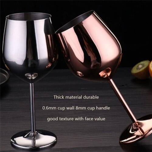 520ml Stainless Steel Red Wine Glass Silver Rose Gold Goblets Juice Drink Champagne Goblet Party Barware Kitchen Tools