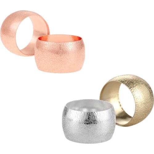 6pcs/set Napkin Ring Embossing Pattern Round Napkins Holder Serviette Buckle Gold/Silver/Rose Gold Table Decor Wedding Party