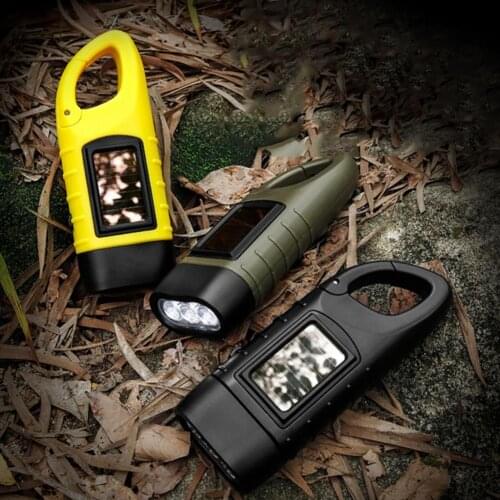 Emergency Rechargeable Waterproof Solar Powered Hand Crank Flashlight Emergency Light for Outdoor Camping