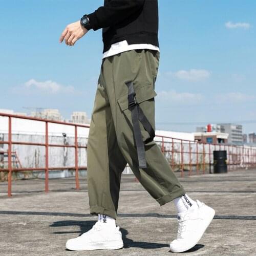 Men Hip Hop Streetwear Beam Foot Cargo Pants Streetwear Joggers Sweatpant Multi-Pocket Casual Mens Pants Cargo Pants Men Haraju