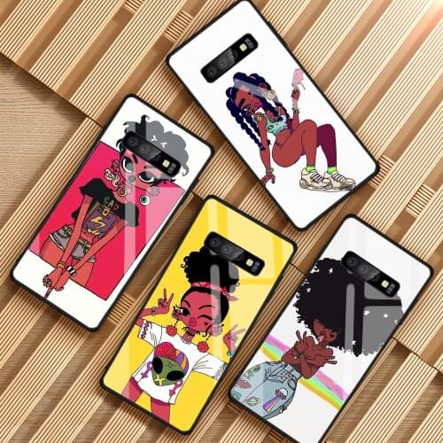 Afro Black Girl Magic Melanin Tempered Glass Phone Case For Samsung Galaxy A6 A6S A8 A8S J6 J8 2018 S8 S9 S10 PLUS NOTE 8 9
