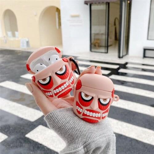 Attack on Titan Colossal Titan case for Airpods 1 2 Earphone Box Cover 3D Soft Bluetooth Wireless Protect Case for Airpod 2