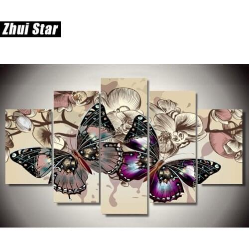 Zhui Star 5D DIY Full Square Diamond Painting "butterfly" Multi-picture Combination Embroidery Cross Stitch Mosaic Decor gift