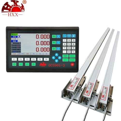 H.X.X Complete Set 3 Axis LCD Digital Readout DRO with 3 Pieces 0-1000mm Glass Linear Scale Encoder Sensor For Milling Lathe