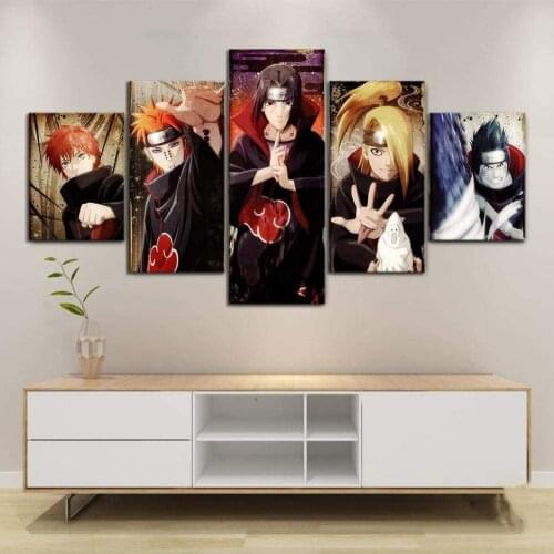 5 Piece Wall Art Canvas Anime Manga Pictures Akatsuki Ninja Figure Posters And Prints Modern Home Room Decoration Paintings