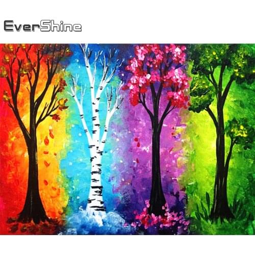 Evershine 5D DIY Diamond Embroidery Tree Cross Stitch Kit Diamond Painting Landscape Pictures Of Rhinestones Home Decoration