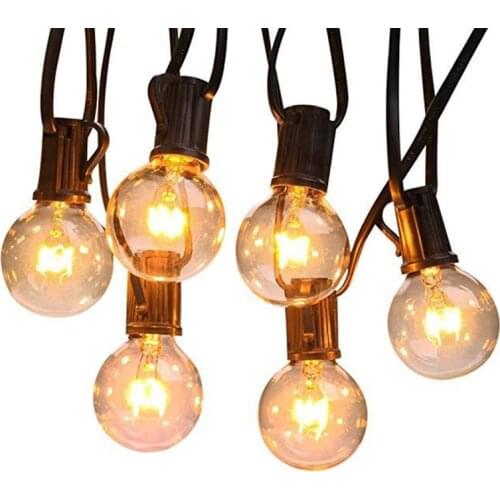 25Ft G40 Globe Bulb String Lights 25 Clear Ball Vintage Bulbs Indoor/Outdoor Hanging Umbrella Patio Waterproof String Lighting