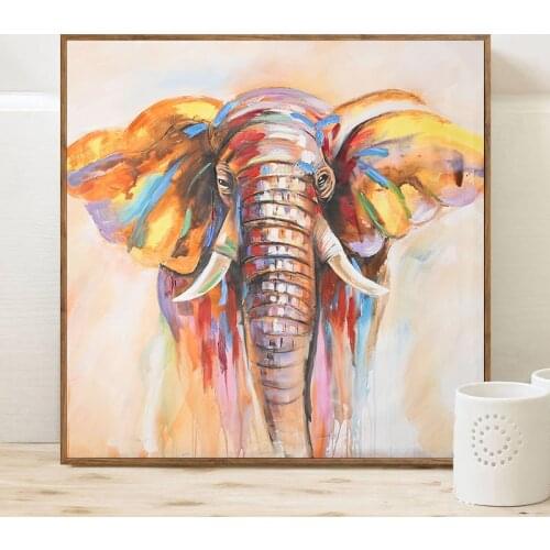 Modern Abstract Watercolor Elephant Oil Canvas Painting Posters and Prints Cuadros Wall Art Pictures for Living Room Decoration