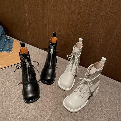 Leather Martin boots single shoes womens shoes luxury brand platform shoes high quality fashion boots high heels X874