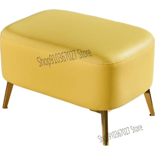 Leather Sofa Stool Simple Modern Removable Soft Leather Seat Pier Living Room Foot Stool Single Light Luxury Rectangle