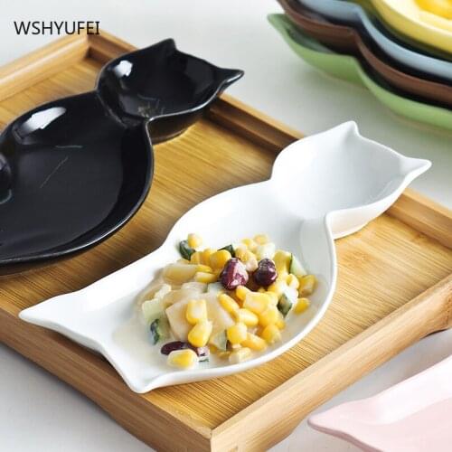 Korean style creative cartoon cat cute french fries snack plate home exquisite ceramic sushi snack breakfast tableware plate