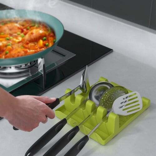 Kitchen Cooking Tool Kitchen Silicone Spoon Rest Utensil Spatula Holder Spatula Ladle Shelf Spoon Rest Pot Lid Rack Organizer