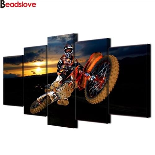 Best Action Motocross diamond embroidery painting Full square & round diamond painting 5 Piece 5d diy cross stitch sets 2