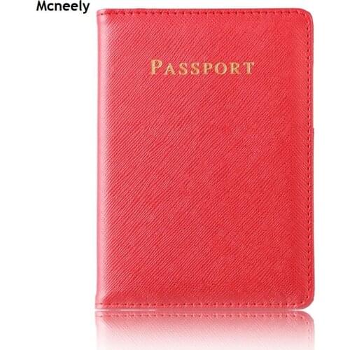 Mcneely New Design Solid Multifunctional Good Leather Passport Case Unisex Travel Cover for Passport Cover All countries 6colors