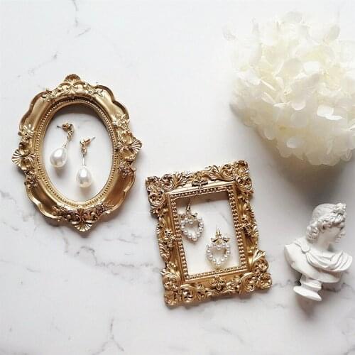 Retro Copper Color Resin Mini Photo Frame Vintage Goden Small Jewelry Positioning Frame Jewelry Display Props Home Decoration