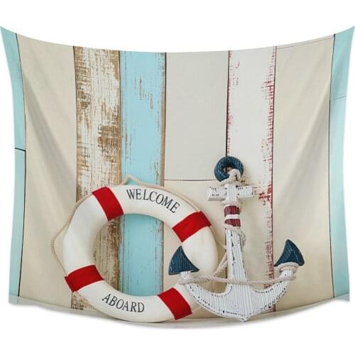 Marine Anchor Wood Aboard Wall Tapestry Home Wall Decor Tapestry Cover Beach Towel Picnic Mat Yoga Mat