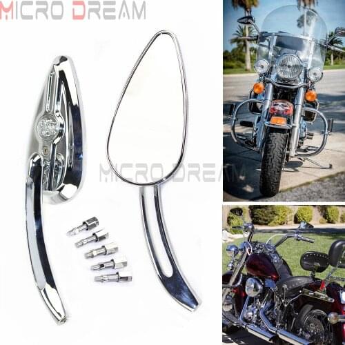 2pcs Chrome Motorcycle Horror Skull Side Rearview Mirror For Harley Sportster Dyna Heritage Softail Cruiser Cafe Racer Bobber