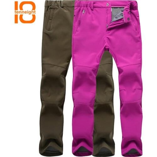 TENNEIGHT Mens Winter Softshell Fleece Pants Outdoor Camping hiking pants Women Sports Trousers Trekking Ski Waterproof Pants