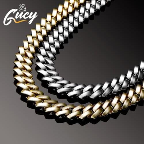 GUCY High Quality Minimalism Cuban Mens Necklace Chain Gold Silver Color Necklaces for Men Fashion Jewelry Gift