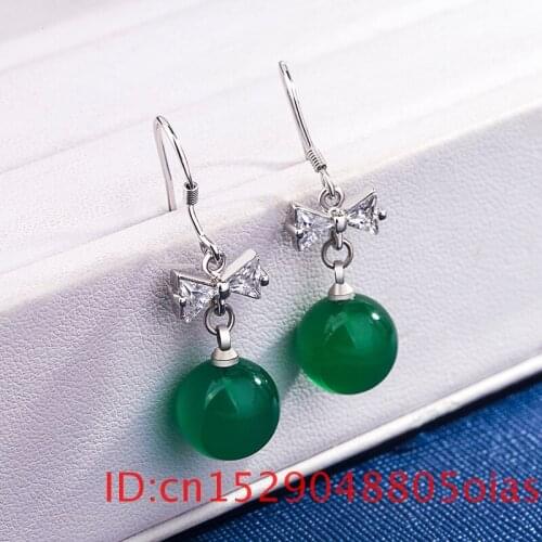 Natural Jade Chalcedony Earrings Women Jewelry Gifts Jadeite Amulet 925 Silver Agate Charm Fashion for