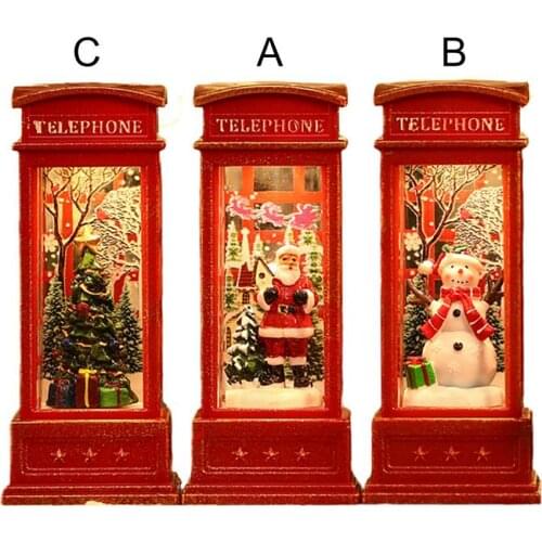 Christmas Ornament Decorative Lamp Phone Booth Light Cartoon Design Plastic Glowing Santa Claus Style Light декор для дома