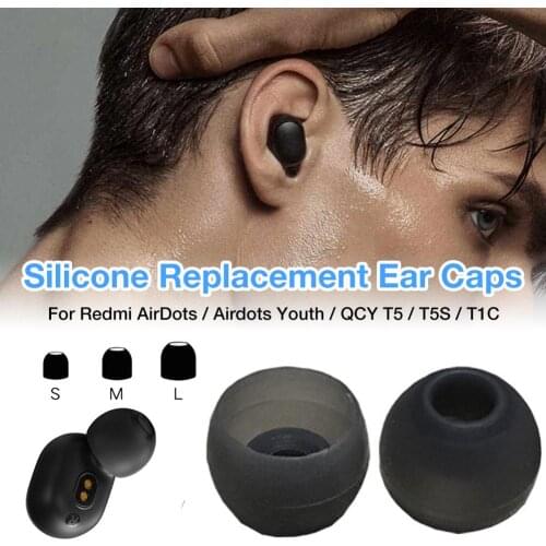 1 Pairs S/M/L Size Earphones Caps Soft Silicone Replacement Earplug For Redmi AirDots / Airdots Youth / QCY T5 / T5S / T1C