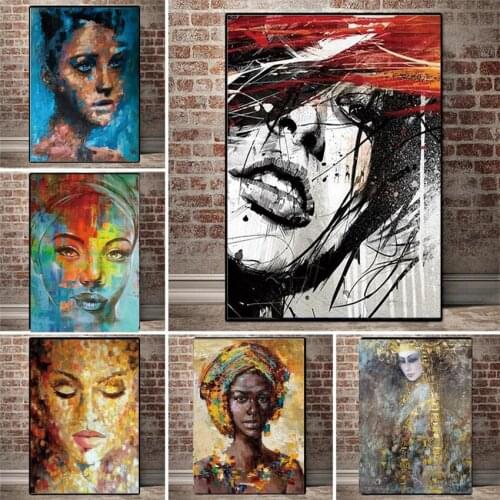 Modern Abstract Style Lady Colorful Women Canvas Painting Wall Art Picture Home Decor Print Decorations for Living Room