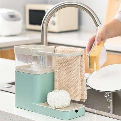 Modern Soap Dispenser Dish Soap Dispenser Sponge Holder Sink Dish Washing Soap Dispenser Dish Washing Towel Rack Conatiner