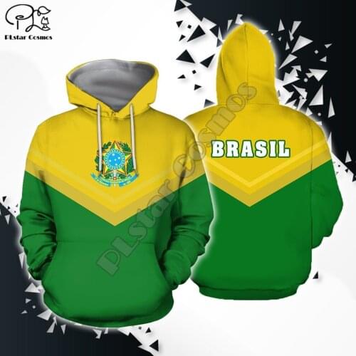PLstar Cosmos National Emblem Brazil Flag 3D Printed Hoodies Sweatshirts Zip Hooded For Men And Women Casual Streetwear Style-7
