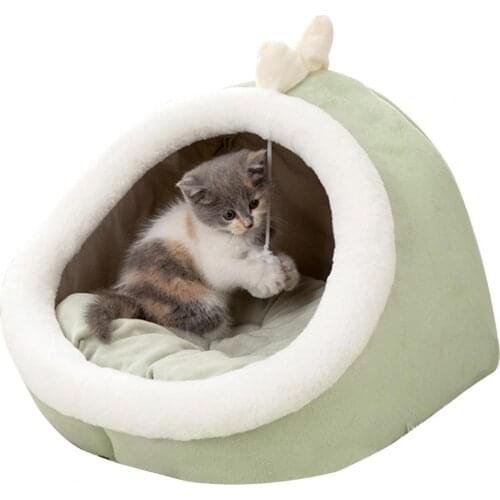 Comfortable Removable Cat Bed Soft Cute Small Cat Bed Warm Pet Basket Kitten Lounger Cushion for Home Kitten Beds Supplies