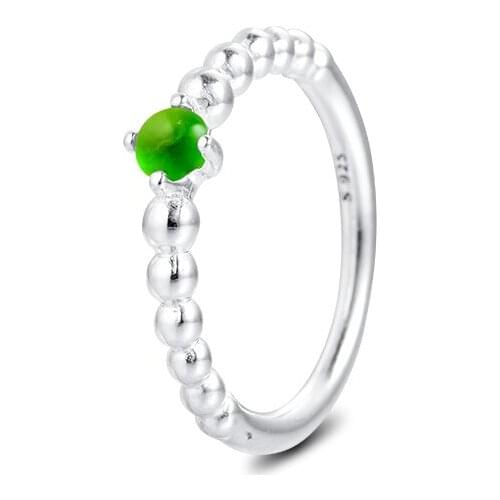 Spring Green Beaded Rings 100% Authentic 925 Sterling-Silver-Jewelry Free Shipping