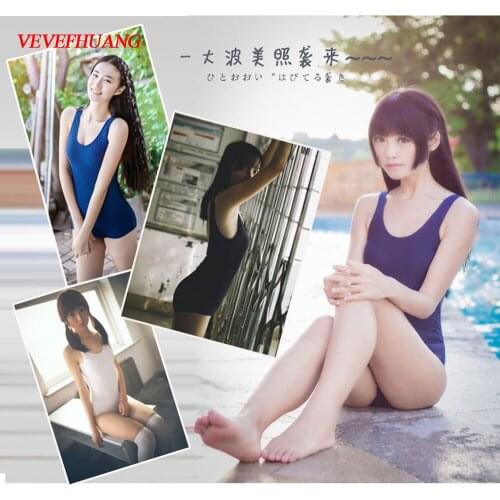 VEVEFHUANG Japanese School Uniform SUKUMIZU Swimwear Cosplay Costume Bikini One Piece Swimsuit Bikinis Women Swim Suit Top Swim