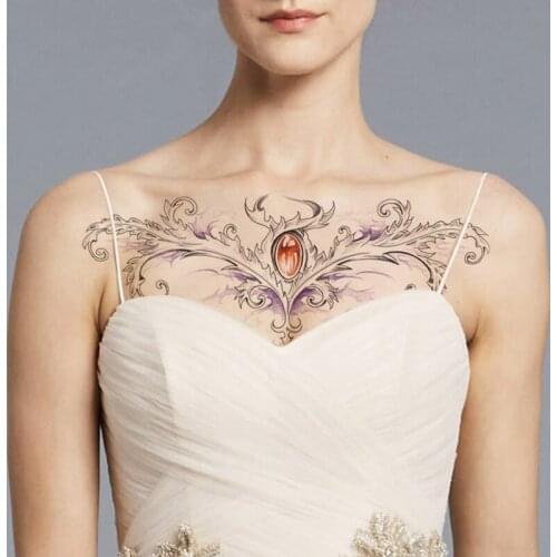 Waterproof Temporary Tattoo Sticker Classical Jewelry Tengman Flash Tattoo Female Colorful Sexy Body Art Chest Fake Tattoo Male